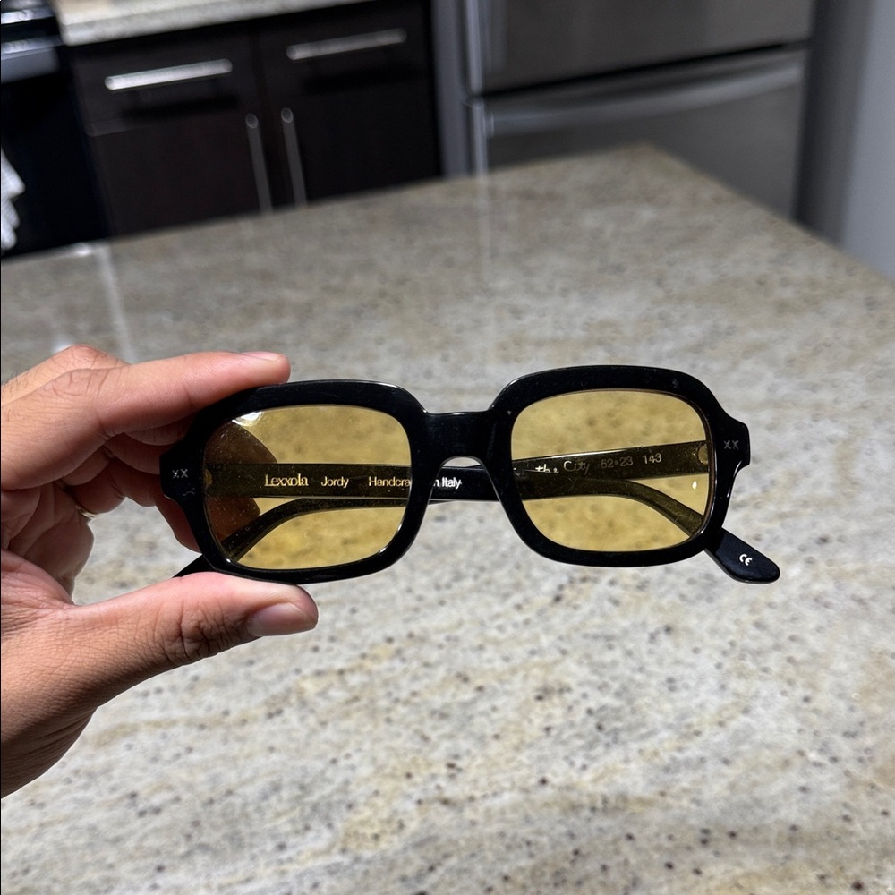 Lexxola Black Frame Sunglasses with Yellow Lenses